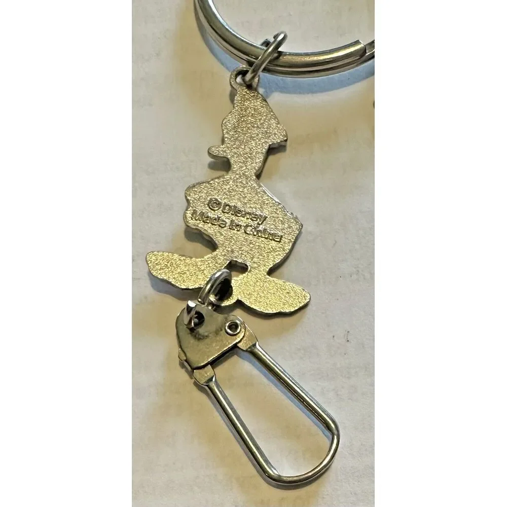 Disney Characters Keychain Metal & Enamel Mickey Head Split Ring w 3 Characters